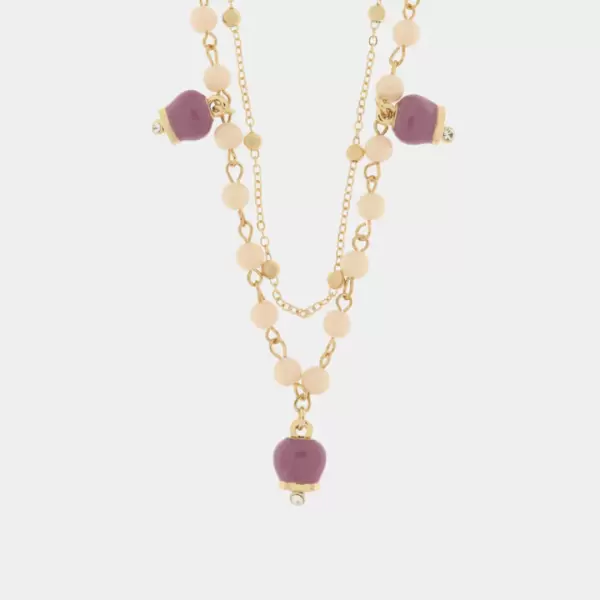 Collana in Metallo con campanella portafortuna pendente, impreziosita da smalto e punto luce