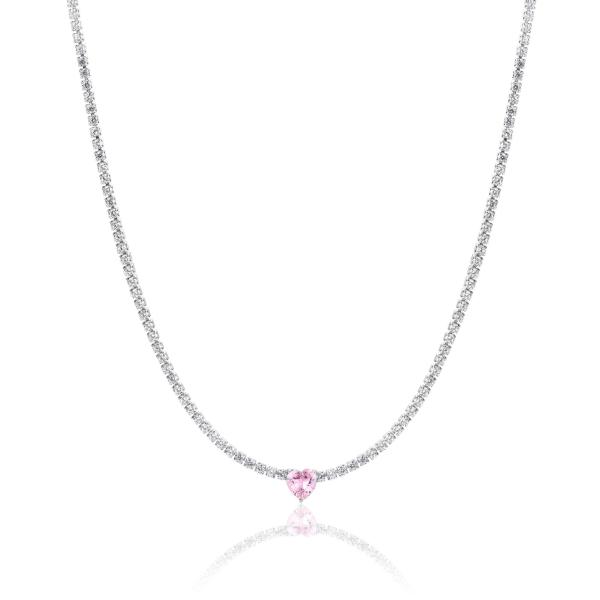 Collana tennis con cristallo cuore ROSA