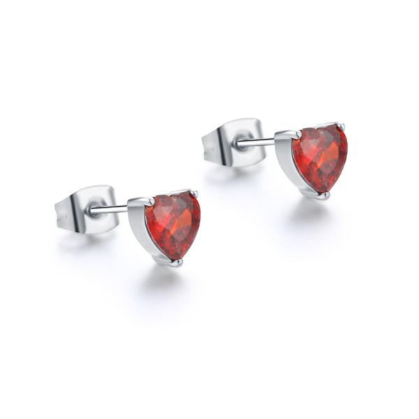 Orecchini lobo cuore rosso